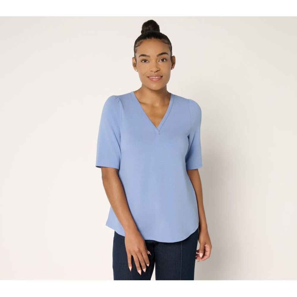 Ree by The Pioneer Woman Women's Top Sz XL Pier Essentials Elbow Blue A702638